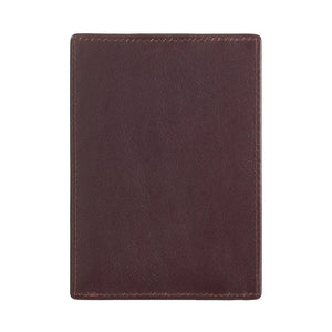 SUL EXTRAS Dudu card holder in deep burgundy leather with minimalist stitched edges for a professional look.