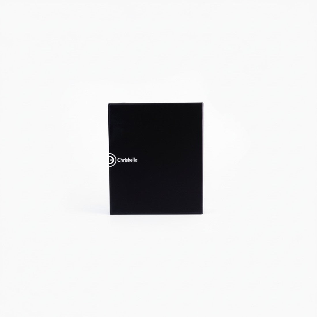 SUL EXTRAS Chrisbella Apex black leather wallet gift box with white logo branding on a clean white background
