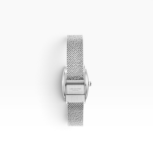 SUL EXTRAS Lee Cooper London women's watch featuring a silver stainless steel mesh strap and engraved push-lock clasp.