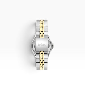 SUL EXTRAS Lee Cooper London women's watch featuring a two-tone silver and gold stainless steel butterfly clasp