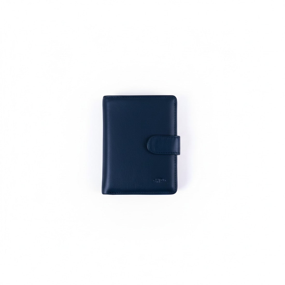 SUL EXTRAS Nuvola Pelle Byron navy blue full-grain Nappa leather vertical bi-fold wallet with a secure snap-tab