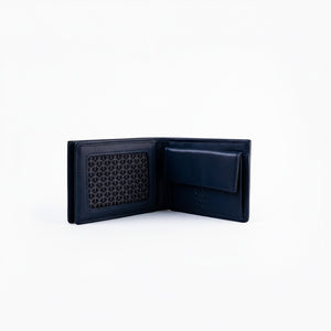 SUL EXTRAS navy blue Nuvola Pelle full-grain leather bi-fold wallet with internal coin pocket and card slots