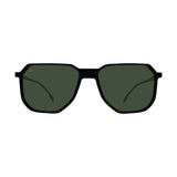 SUL EXTRAS Papetti oversized geometric sunglasses with black frames and dark green tinted lenses