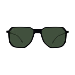 SUL EXTRAS Papetti oversized geometric sunglasses with black frames and dark green tinted lenses