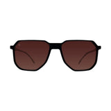 SUL EXTRAS Papetti oversized geometric sunglasses with a sleek black frame and tinted brown lenses.