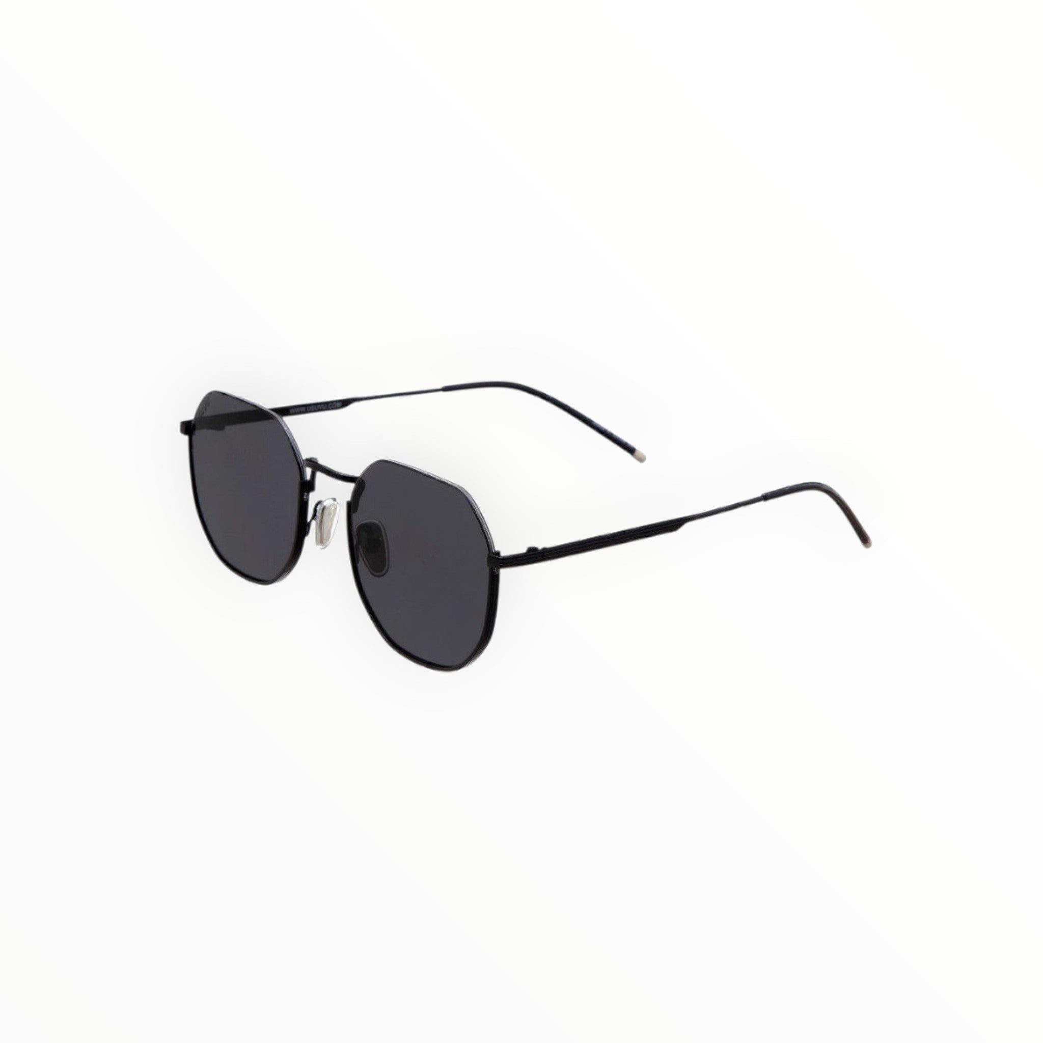 SUL EXTRAS Parade sunglasses featuring black geometric round frames and smoke-tinted UV protection lenses.