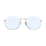 SUL EXTRAS Parade sunglasses featuring an oversized geometric round silver metal frame with light blue tinted lenses.