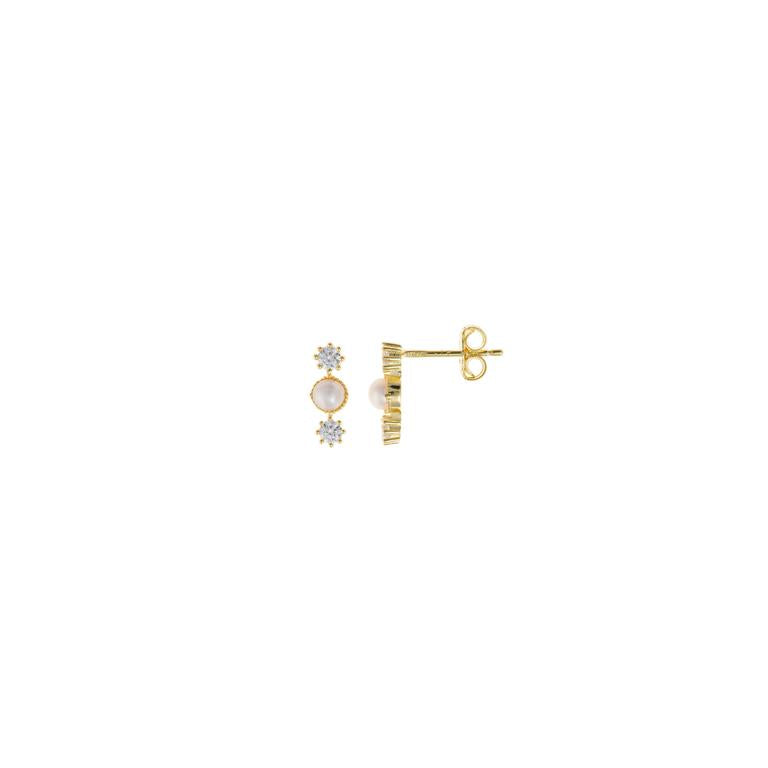 Silver 925 gold-plated pearl earrings featuring dual pearl design, elegant finish, and lightweight drop style for women