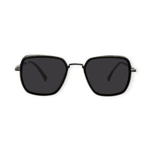 SUL EXTRAS Spark polarized sunglasses with black square frames and impact-resistant lenses for UV protection