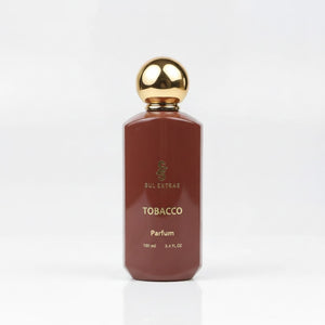 SUL EXTRAS Tobacco Parfum in a brown glass bottle with a gold spherical cap, 100ml masculine fragrance.