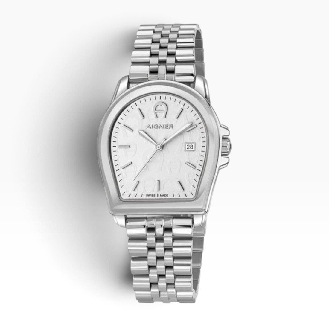 Aigner Verona | White Mother-of-Pearl All-Silver Watch — 37×44mm