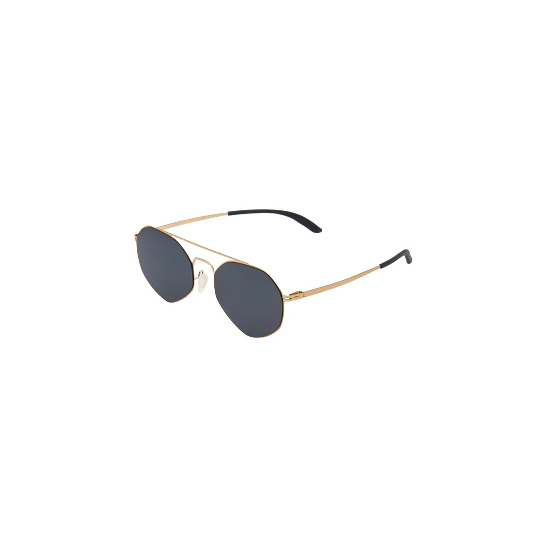 Sefsan gold frame smoked lens sunglass featuring metal frame, stylish unisex design, and versatile everyday wear, side view 