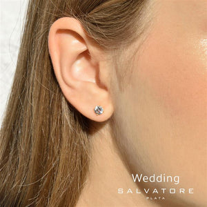 EARRING SILVER 925 RHODIUM CZ WHITE CIRCULAR