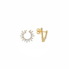 تحميل الصورة إلى عارض المعرض، EARRING SILVER 925 PLATED GOLD SUN CZ
