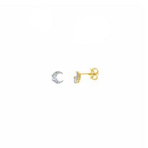 EARRING SILVER 925 PLATED GOLD MOON CZ