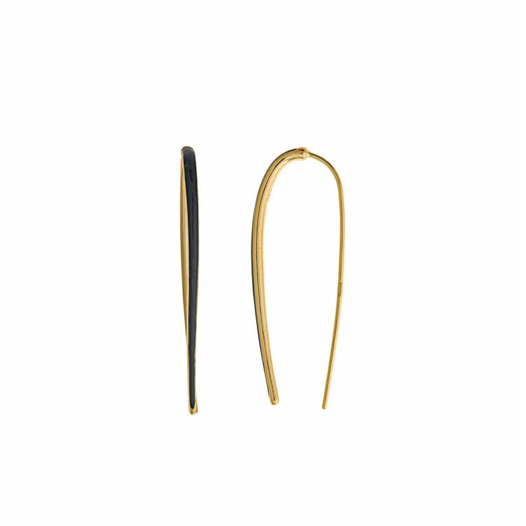Silver 925 gold-plated line enamel earrings with sleek linear design, polished finish, and modern minimalist style for women